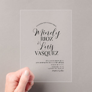 Modern Wedding Script Black Acrylic Invitations
