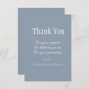 Modern Wedding Script Dusty Blue and White Custom Thank You Card