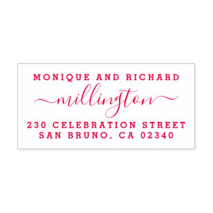 Modern Wedding Script Family Name & Return Address Self-inking Stamp