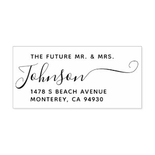 Modern Wedding Script Family Name & Return Address Self-inking Stamp