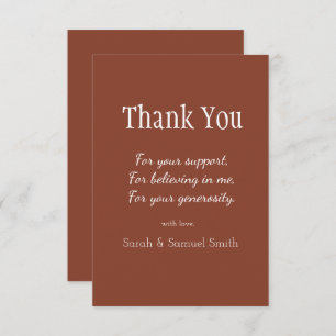 Modern Wedding Script Terracotta & White Custom Thank You Card
