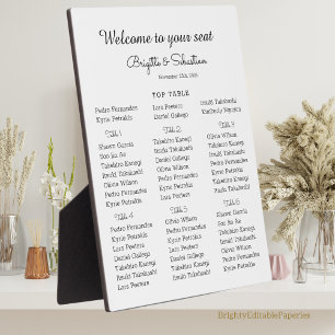 Modern Wedding Seat Chart Plaque