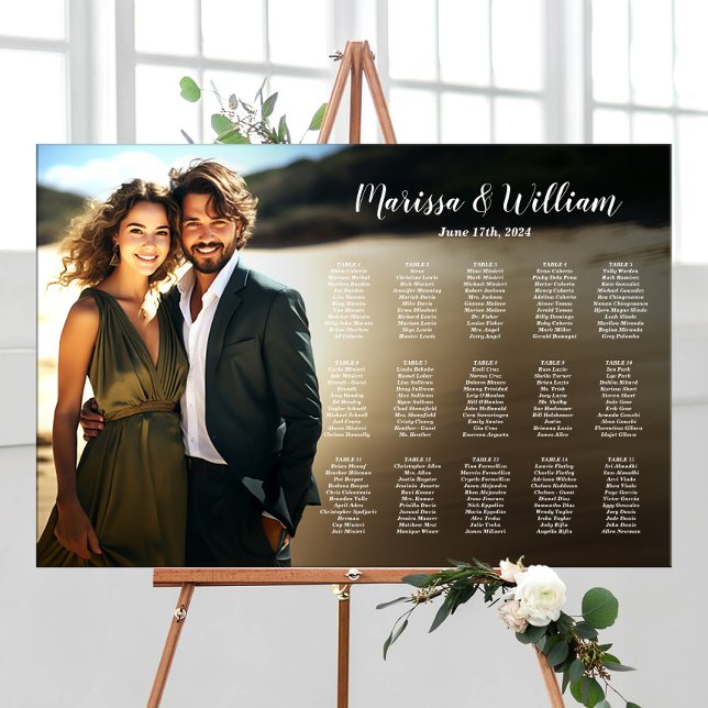 Modern wedding seating chart with photo 15 tables (Creator Uploaded)
