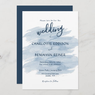 Modern Wedding Shades of Blue Invitation