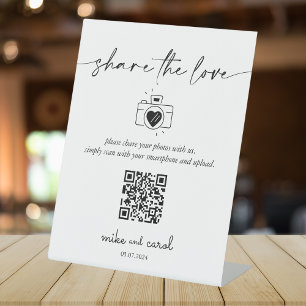 Modern Wedding Share the love photos QR Code Sign