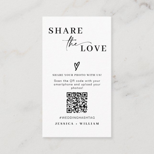 Modern Wedding Share the love QR Code Enclosure Card (Front)