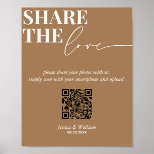 Modern Wedding Share The Love Qr Code Sign