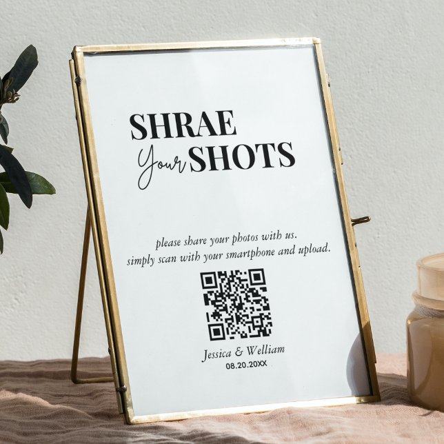 Modern Wedding Share Your Shots Qr Code Sign (Creator Uploaded)