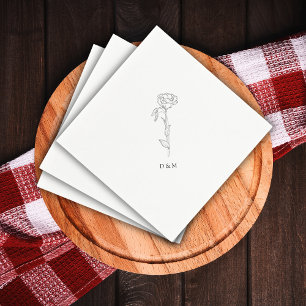 Modern Wedding Shower, Engagement White Minimalist Napkin