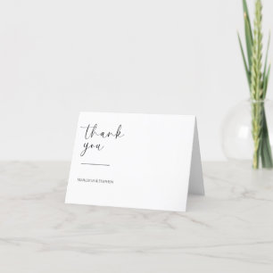 Modern Wedding Simple Black and White Thank You Card