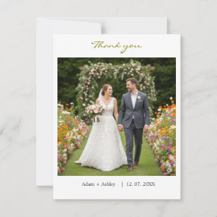 Modern Wedding Simple Custom Photo DIY Thank you Card