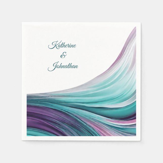 Modern Wedding Table Decor-Purple and Teal- Napkin (Front)