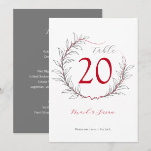 Modern Wedding Table Number & Menu (Grey)