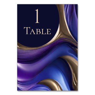 Modern Wedding Table Numbers-Blue Purple Gold Number