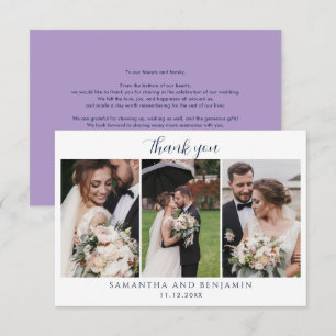 Modern Wedding Thank You 3 Photos Card