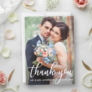 Modern Wedding Thank You Bride Groom Photo