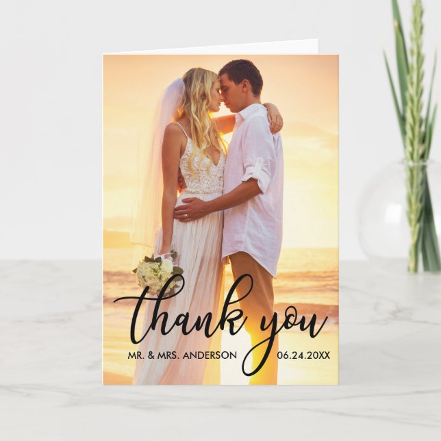 Modern Wedding Thank You Bride Groom Photo B Fold (Front)
