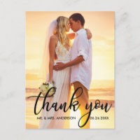 Modern Wedding Thank You Bride Groom Photo B