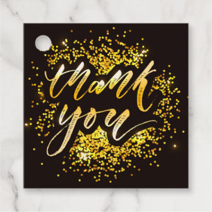 Modern Wedding Thank You Gold Glitter Editable Favour Tags
