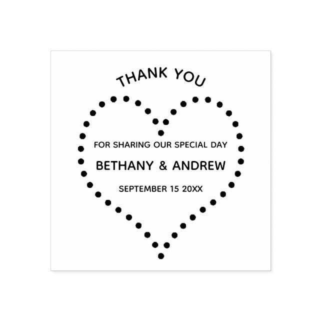 Modern Wedding Thank You Heart Wedding Rubber Stamp (Imprint)