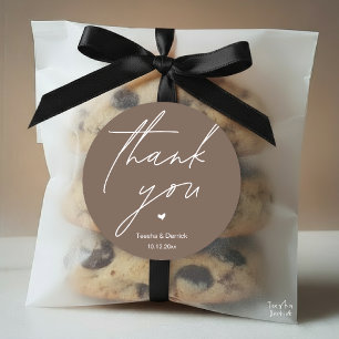 Modern Wedding Thank You Minimal Cute Heart Gifts Classic Round Sticker