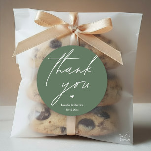 Modern Wedding Thank You Minimal Cute Heart Gifts Classic Round Sticker