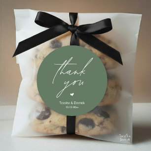 Modern Wedding Thank You Minimal Cute Heart Gifts Classic Round Sticker