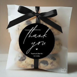 Modern Wedding Thank You Minimal Cute Heart Gifts Classic Round Sticker