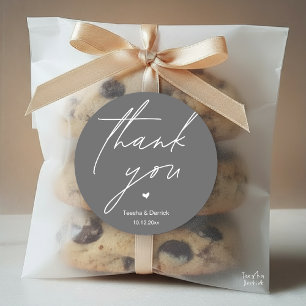 Modern Wedding Thank You Minimal Cute Heart Gifts Classic Round Sticker