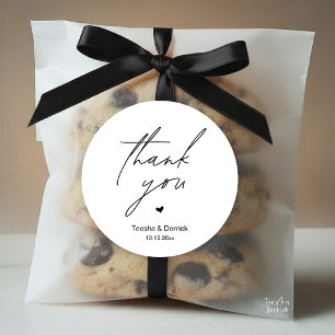 Modern Wedding Thank You Minimal Cute Heart Gifts Classic Round Sticker