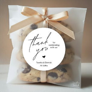 Modern Wedding Thank You Minimal Cute Heart Gifts Classic Round Sticker