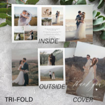 Modern wedding thank you multi photo collage card