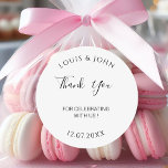 Modern Wedding Thank You Personalised Wedding Classic Round Sticker<br><div class="desc">Modern Wedding Thank You Personalised Wedding Classic Round Sticker</div>