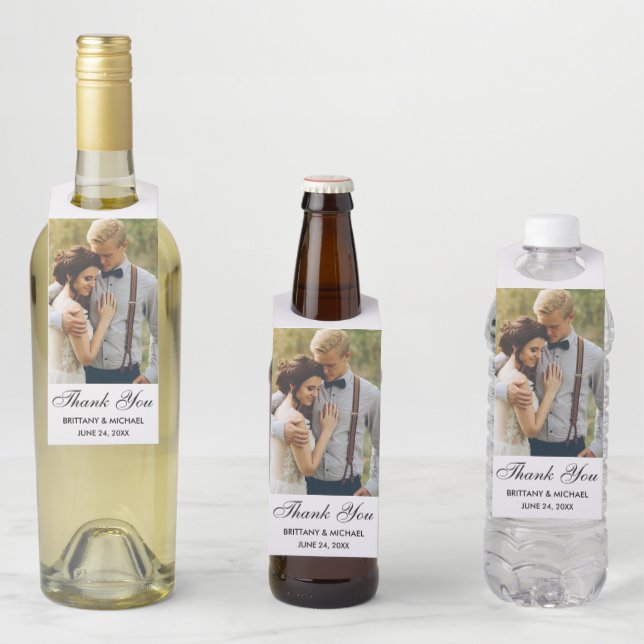 Modern Wedding Thank You Photo Bottle Tag (In Situ)