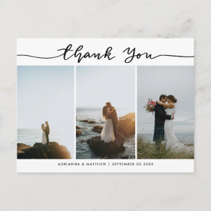 Modern Wedding Thank You Script   Photo Collage Postcard