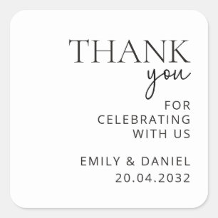 Modern wedding Thank You Sticker