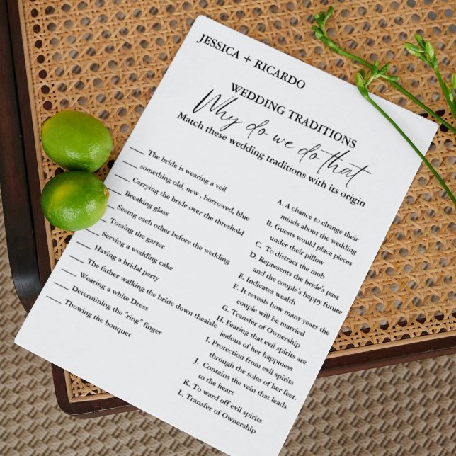 Modern Wedding Traditions Bridal Shower Game Card (Creator Uploaded)