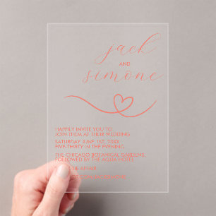 Modern Wedding Trendy Invites Dark Coral Acrylic Invitations