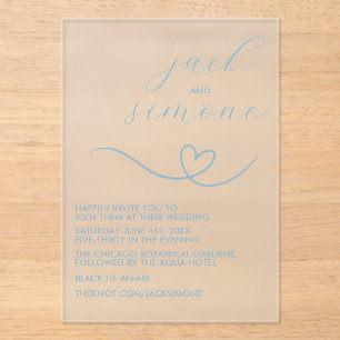 Modern Wedding Trendy Invites Light Blue Acrylic Invitations