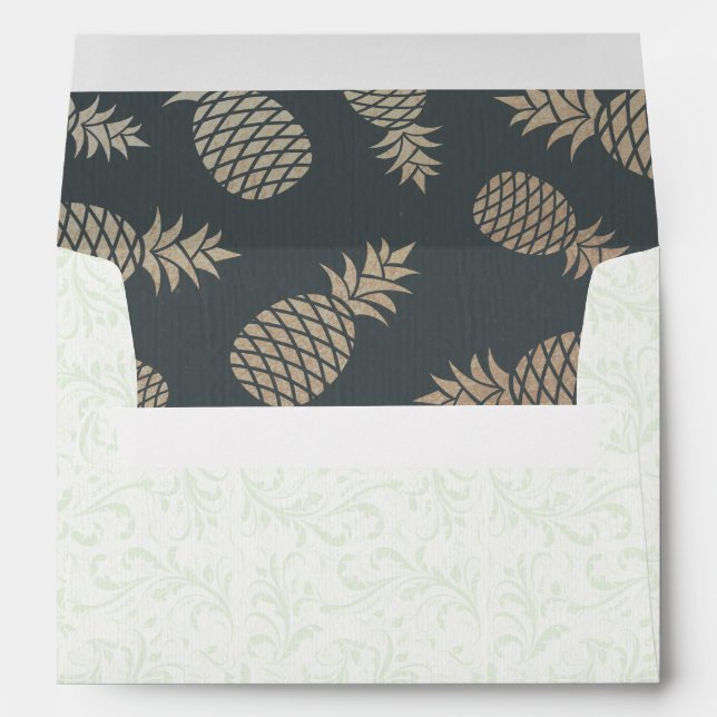 Modern Wedding Vintage Gold Foil Pineapple Couple Envelopes (Back (Bottom))