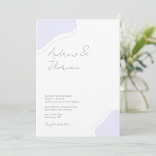 Modern Wedding Violet Blob Minimal White Unique Invitation