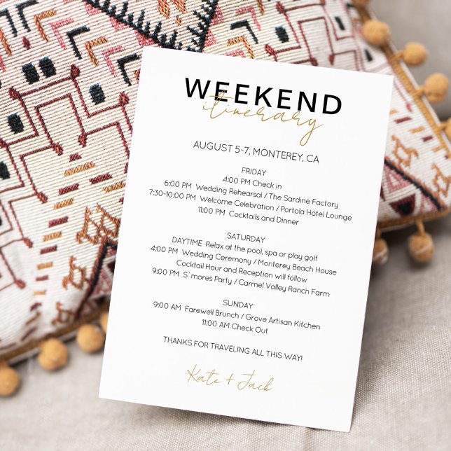 Modern Wedding Weekend Itinerary Card (Creator Uploaded)