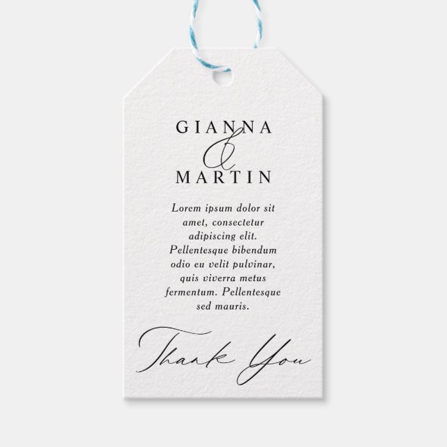 Modern Wedding Weekend Thank You Gift Tags (Front)