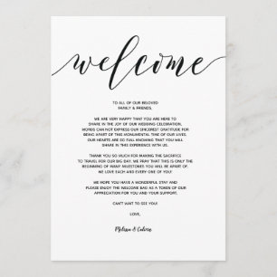 Modern Wedding Welcome and Itinerary card v5