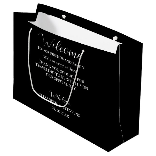 Modern wedding welcome bag hotel guest bags  (Front Angled)