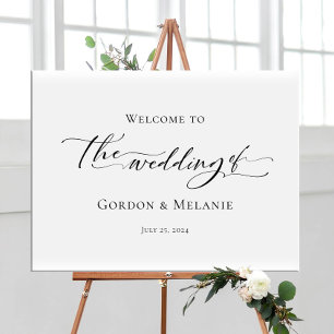Modern wedding welcome sign, elegant calligraphy poster
