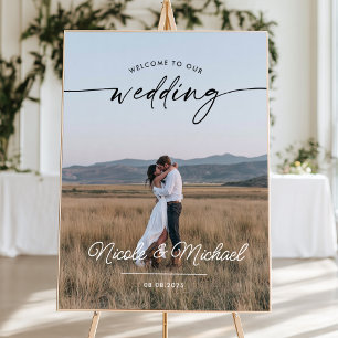 Modern Wedding Welcome Sign Poster with Photo