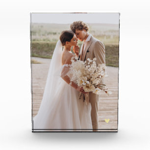 Modern Wedding Yellow Heart Keepsake Photo Block