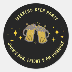 Modern Weekend beer party Classic Round Sticker