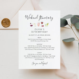 Modern Weekend Birthday Itinerary Invitation